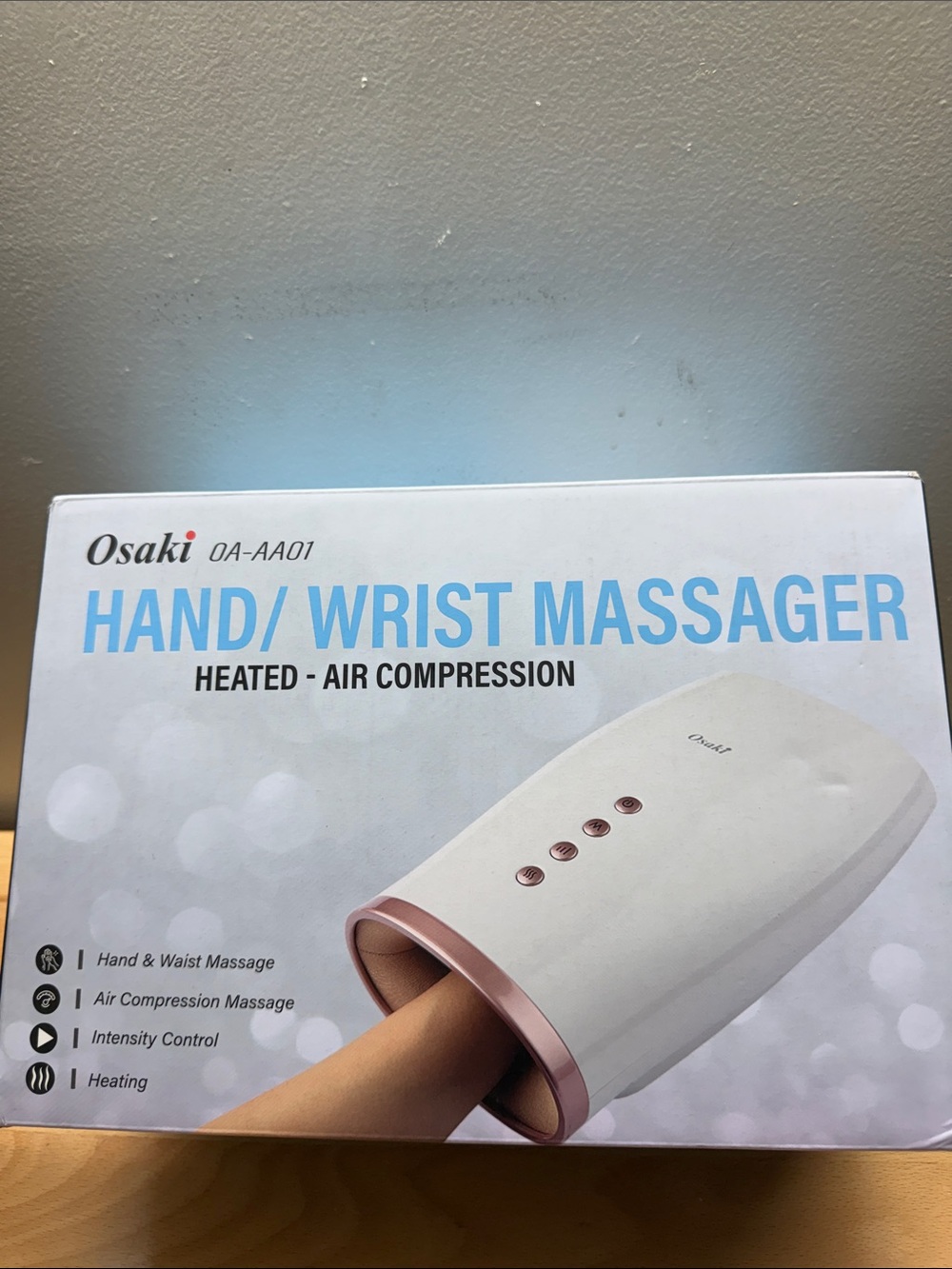 Osaki White & Rose Gold Hand/Wrist Massager - Heated Air Compression